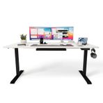 Ofisimi Uprise Comfort Çift Motorlu Yükseklik Ayarlı Masa (72–121 cm) (Siyah Ayak/Lake Beyaz Tabla, 140x70 cm)