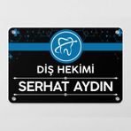 Ofistike Diş Hekimlerine Özel Siyah Kapı Tabela Büro Ofis Giriş Tabelası