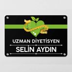 Ofistike Diyetisyene Özel Siyah Kapı Tabela Büro Ofis Mini Giriş Tabelası