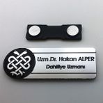 Ofistike Logo Baskılı Mesleklere Özel Tasarımlı Kişiye Özel Yaka Isimliği - 0GH-Gri