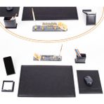 Ofistike Santa Lüks Deri Sümen Takımı 6 Parça Siyah Renk 50x35 cm İsimlikli Ofis Hediyesi