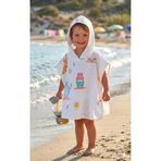 O&G Collection Summer %100 Pamuklu Çift Katlı Organik Bebek Müslin Panço / Havlu / Bornoz / Deniz ( 1-2 Yaş )