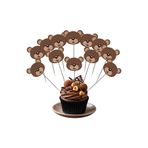 OGELAPARTY 12 Adet Sevimli Ayıcık Cupcake - Doğum Günü ve Parti Süsleme Kürdanları - Teddy Bear Pasta Süsü