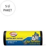 Ögem Battal Boy Siyah 75x90 cm 10'lu 5 Rulo Çöp Torbası