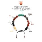 Oğlak Burcu Taşlarından Oluşan Doğal Taş Makrome Bileklik 8 Mm Küre Kesim - Burç Bilekliği