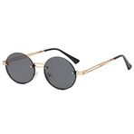 OGOBVCK Klasik Moda Karşı Güneş Gözlüğü Vintage Sokağı Stili Gözlüğü Karın Metal Çerçevesi Kadınlar için (Black)