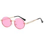 OGOBVCK Klasik Moda Karşı Güneş Gözlüğü Vintage Sokağı Stili Gözlüğü Karın Metal Çerçevesi Kadınlar için (Pink)