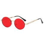 OGOBVCK Klasik Moda Karşı Güneş Gözlüğü Vintage Sokağı Stili Gözlüğü Karın Metal Çerçevesi Kadınlar için (Red)