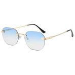OGOBVCK Retro Oval Çerçevesiz Güneş Gözlüğü Metal Çerçeve Elips Yuvarlak Vintage Gözlük Erkekler Kadınlar için UV400 Koruma ile (Blue)