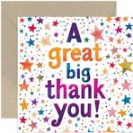 Öğretmen için Teşekkür Kartı - 'A Great Big Thankyou' Yıldızlarla Cesur Renkler - Yetişkinler veya Çocuklar, Erkekler ve Kadınlar İçin - Her Durum İçin Hediye - İngiltere'de Üretilmiştir