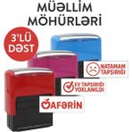 Öğretmen Kaşesi 3'lü Set - Aferin, Eksik Ödev, Ödev Kontrol Edildi - Azerice