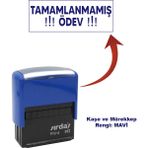 Öğretmen Kaşesi - Tamamlanmamış Ödev, 912 (51*19 mm) Mavi Keçeli Otomatik Kaşe