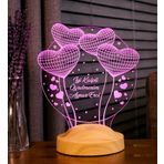 Öğretmene Özel 3D LED Lamba - Balon Kalpli Tasarımlı, Öğretmenler Günü ve Mezuniyet Hediyesi, İsimli Dekoratif Gece Lambası