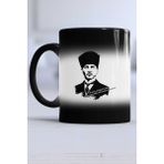 Öğretmenler Günü Hediyesi Atatürk Asil Kan Kupa Bardak Sihirli - 1 Adet - 300 ml - Siyah