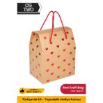 OGTWO Premium Konsept Tasarım Kraft Hediye Kutusu Sevgiliye Kalpli Karton Hediye Paketi Kutu - 24x14x20cm