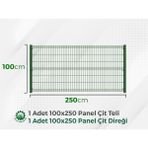 Oğuz Endustri Tel Çit 1 Adet Takım Panel Çit 100X250CM 55X150MM 4.00 Göz Aralığı 1 Adet Direk Aksesuarlı - Yeşil