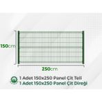 Oğuz Endüstri Tel Çit 1 Adet Takım Panel Çit 150X250CM ( Aksesuarlı) - Yeşil