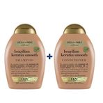 OGX Brazilian Keratin Smooth 385 ml Düzleştirici Şampuan + Brazilian Keratin Smooth 385 ml Saç Bakım Kremi