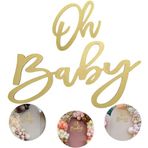 Oh Baby Sign - Altın Boyalı Ahşap Bebek Duş İşareti Cinsiyet Gösterimi için Mükemmel Bebek Afişi Arka Plan Parti Dekoru Erkek ve Kız Bebek için Şık Fotoğraf Arka Planı (Altın)