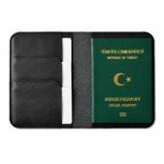 Oh Deer Leather Hakiki Deri Pasaport Kılıfı – Kart ve Kimlik Bölmeli Seyahat Cüzdanı (Siyah)