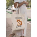 Oh For Sake Sevimli Tilki Komik Baskılı Omuz Çantası %100 Pamuklu Tote Bag Ham Bez Çanta - Bej