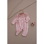 Oh la la Koala For Little Ones Kalp Desenli Dantel Detaylı Kruvaze Tulum - Kırmızı - 0 - 3 Ay