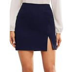 Oh! Pretty Womens Split Mini Etek Kadın Kalem Esnek Yırtmaçlı Etek Kısa Seksi Esnek Mini Etek Birden Fazla Renk Bedenler 8-22, lacivert, 12-14
