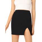 Oh! Pretty Womens Split Mini Etek Kadın Kalem Esnek Yırtmaçlı Etek Kısa Seksi Esnek Mini Etek Birden Fazla Renk Bedenler 8-22, siyah, 12-14