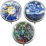 Ohaoduo 3 adet Pill Box Metal hap kutusu, yuvarlak hap kutusu, küçük 3 bölmeli, taşınabilir seyahat hap kutusu, aynalı vitamini, ilaç, tablet düzenleyici kılıf, günlük ve seyahat için