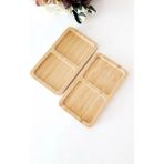 Ohbe Express 2 Bölmeli Doğal Bambu Ikram Tepsisi - Kahve ve Atıştırmalık Sunum Tabağı - Kurabiye ve Çay Servisliği (23X12 Cm) - Kestane Akaju - Option-1