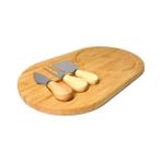 Ohbe Express Bambu Peynir Sunum Tabağı, 3 Parça Peynir Bıçağı ve Çatalı Seti, Toplam 4 Parça, Doğal ve Şık Peynir Tabağı, Kaliteli Sunum Seti 34X20 cm Ebatlarında - Option-1