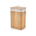 Ohbe Express El Yapımı Hasır Katlanır Çamaşır Sepeti Dikdörtgen 72 Litre (40CM*30CM*61CM), Doğal Malzemeden Üretilmiş Çamaşırlık, Bambu Kirli Çamaşır Sepeti - Option-1 - 0 Siyah