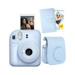 Ohbe Express Mini 12 Mavi Fotoğraf Makinesi-20'li Film-Laporta Albüm ve Deri Kılıf Seti - Açık Bej