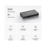 Ohbe Express MS110P, 10-Port 10/100MBPS Desktop Switch With 8-Port Poe+ - Option-1 - Beyaz