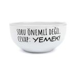Ohbe Express Palto Tasarım Soru Önemli Değil, Cevap: Yemek! Beyaz Seramik Kase - Hediye Seramik Kase - Option-1