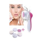 Ohbe Express Pilli Yüz Cilt Temizleme Cihazı Siyah Nokta Peeling Fırça Seti Vücut Yüz Bakımı 5 In 1 Masaj Aleti - Ahşap - Ceviz