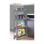 Ohbe Express Slim 4 Katlı Tekerlekli Raf Ünitesi - Dar Alanlar Için Mutfak & Banyo Organizer - Baharatlık & Havluluk Düzenleyici (Gri) - Option-1