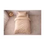Ohbe Express Vionetta Pamuk Bej Çizgili Otel Serisi Lastikli Çarşaf Tek Kişilik Nevresim Takımı - 001-Renkli - 100 x 100 cm