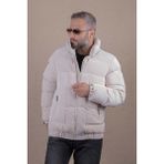 Ohepmoda Dik Yaka Nova Soft Kumaş Erkek Şişme Mont - Bej