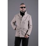 Ohepmoda Erkek Kaşe Kaban Rüzgara Dayanıklı Düz Vizon Slim Fit Malzeme ile Şık Tasarım - XL