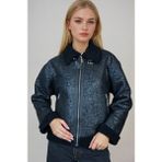 Ohepmoda Içi Kürklü Kadın Napa Mont - Siyah