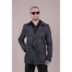 Ohepmoda Slim Fit Kemerli Erkek Trençkot - Siyah