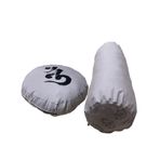 Ohm Baskılı Duck Kumaş Bolster Minderi & Meditasyon Minderi - İkili Set (Gri)