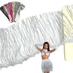 OHYER 3 metre uzunluğunda (x 17,5 cm genişliğinde) Genişlik Püsküllü İpek Payetler Kendin Yap Etek Elbise Püsküllü Etek Kesim Saçak Bant Püsküllü Bant Dekoratif Şerit Payetler Püsküllü Süsleme (Gümüş)