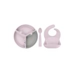 OiOi 3 Parça Puzzle Beslenme Seti Misty Lilac(Basics Önlükle)