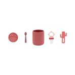 Oioi 5'li Set Porsiyon Tabak Bordo, Bardak Bordo, Kaşık Bordo, Püre Bordo, Diş Kaşıyıcı Bordo