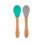 Oioi Bambu Saplı Silikon Mama Kaşığı 2Li Aqua Green / Powder Grey Aqua Green / Powder Grey Renk