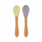 Oioi Bambu Saplı Silikon Mama Kaşığı 2Li Mellow Yellow / Powder Grey Mellow Yellow / Powder Grey Renk