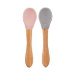 Oioi Bambu Saplı Silikon Mama Kaşığı 2Li Pinky Pink / Powder Grey Pinky Pink / Powder Grey Renk