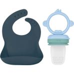 Oioi Basic Silikon Mama Önlüğü ve Püre Set - Standart - Lacivert